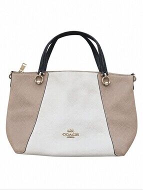 Coach Kacey Satchel Chalk Multi Pebbled Leather Bag